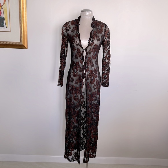 Casadei lace duster in black brown - Picture 6 of 8